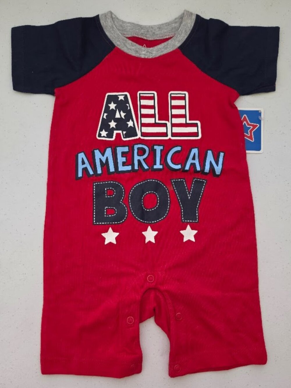NWT Baby Boy' 12M. Patriotic All American Boy Bodysuit Romper.